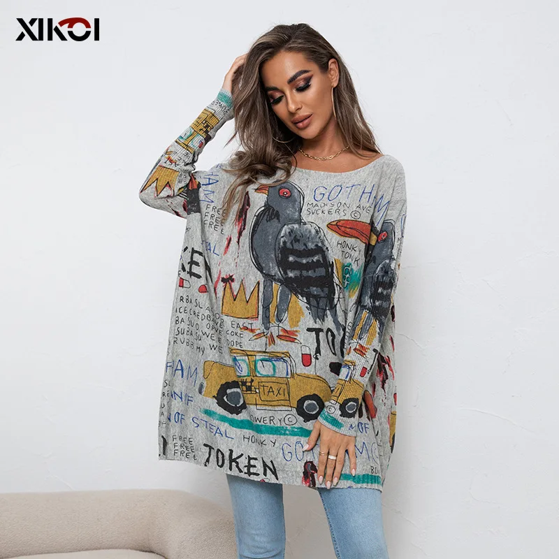 Fashion Animal Print High Strecth Women Oversized Sweater Pulls Pullover Loose Sweater Mujer Batwing Sleeve Jumper Dress
Fashion Animal Print High Strecth Women Oversized Sweater Pulls Pullover Loose Sweater Mujer Batwing Sleeve Jumper Dress