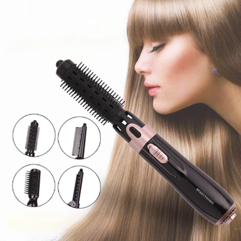 

4 In 1 Multifunction Hot Air Brush Heating Comb Electric Hair Dryer Curler Staightener Rotating Hair Blower Curling Iron Styler