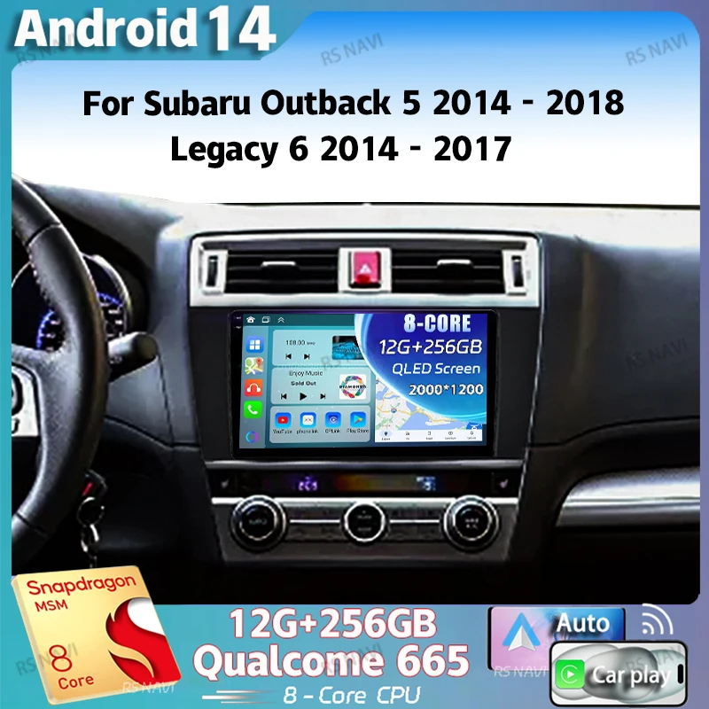 Android 14 для Subaru Outback 5 2014-2018 Legacy 6 2014-2017 2K QLED Стерео Автомобильный Радио