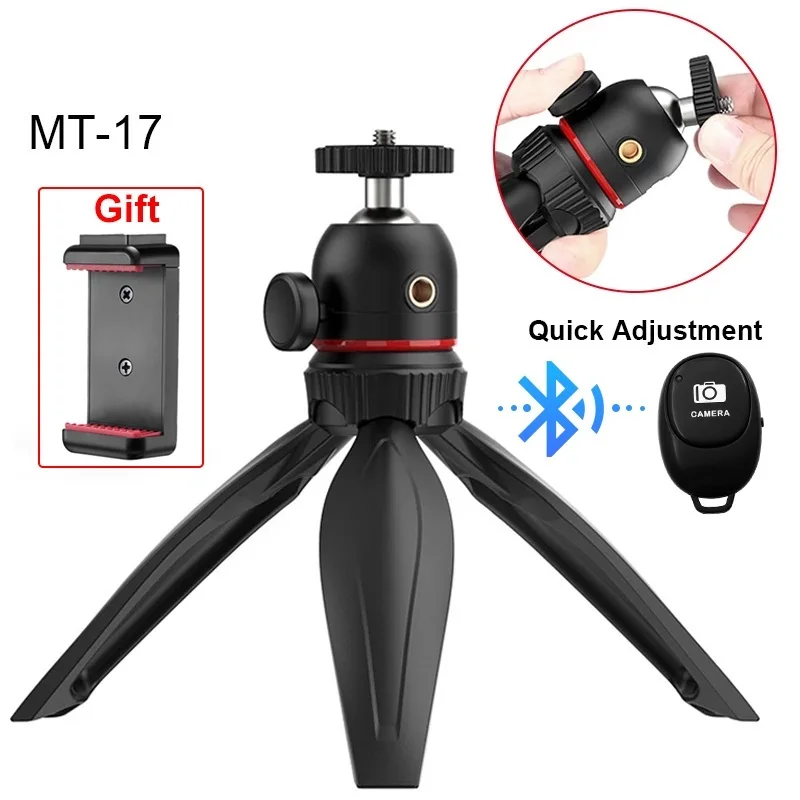 New MT-17 Mini Tripod For Phone Camera DSLR SLR Portable Tripod With Phone Holder Stand 360° Rotatable Ballhead 1/4''
New MT-17 Mini Tripod For Phone Camera DSLR SLR Portable Tripod With Phone Holder Stand 360° Rotatable Ballhead 1/4''