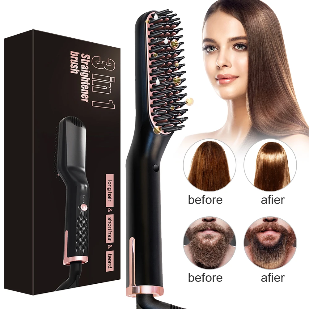 3 in 1 Men Beard Straightener Hot Heating Comb Hair Straightener Brush Mutifunctional Hair Comb Smoothing Iron Hair Styler Tools
3 in 1 Men Beard Straightener Hot Heating Comb Hair Straightener Brush Mutifunctional Hair Comb Smoothing Iron Hair Styler Tools