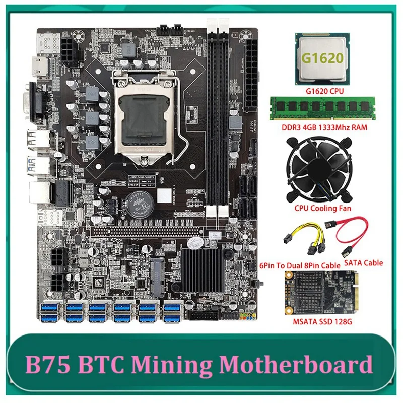 Семейная материнская плата для майнинга BTC, материнская плата 12 PCIE на USB LGA1155 MSATA SSD 128G + DDR3 4 Гб 1333 МГц ОЗУ + охлаждающий вентилятор B75
Семейная материнская плата для майнинга BTC, материнская плата 12 PCIE на USB LGA1155 MSATA SSD 128G + DDR3 4 Гб 1333 МГц ОЗУ + охлаждающий вентилятор B75