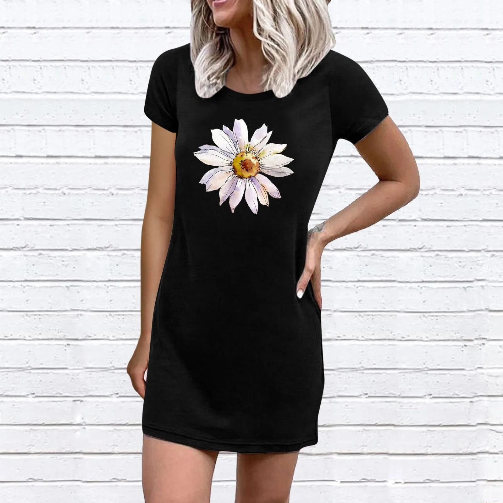 Women's Crew Neck Creative Flower Printed Tshirt Dresses Summer Short Sleeve Loose Swing Tunic Dress Mini Sundress Women Casual
Women's Crew Neck Creative Flower Printed Tshirt Dresses Summer Short Sleeve Loose Swing Tunic Dress Mini Sundress Women Casual