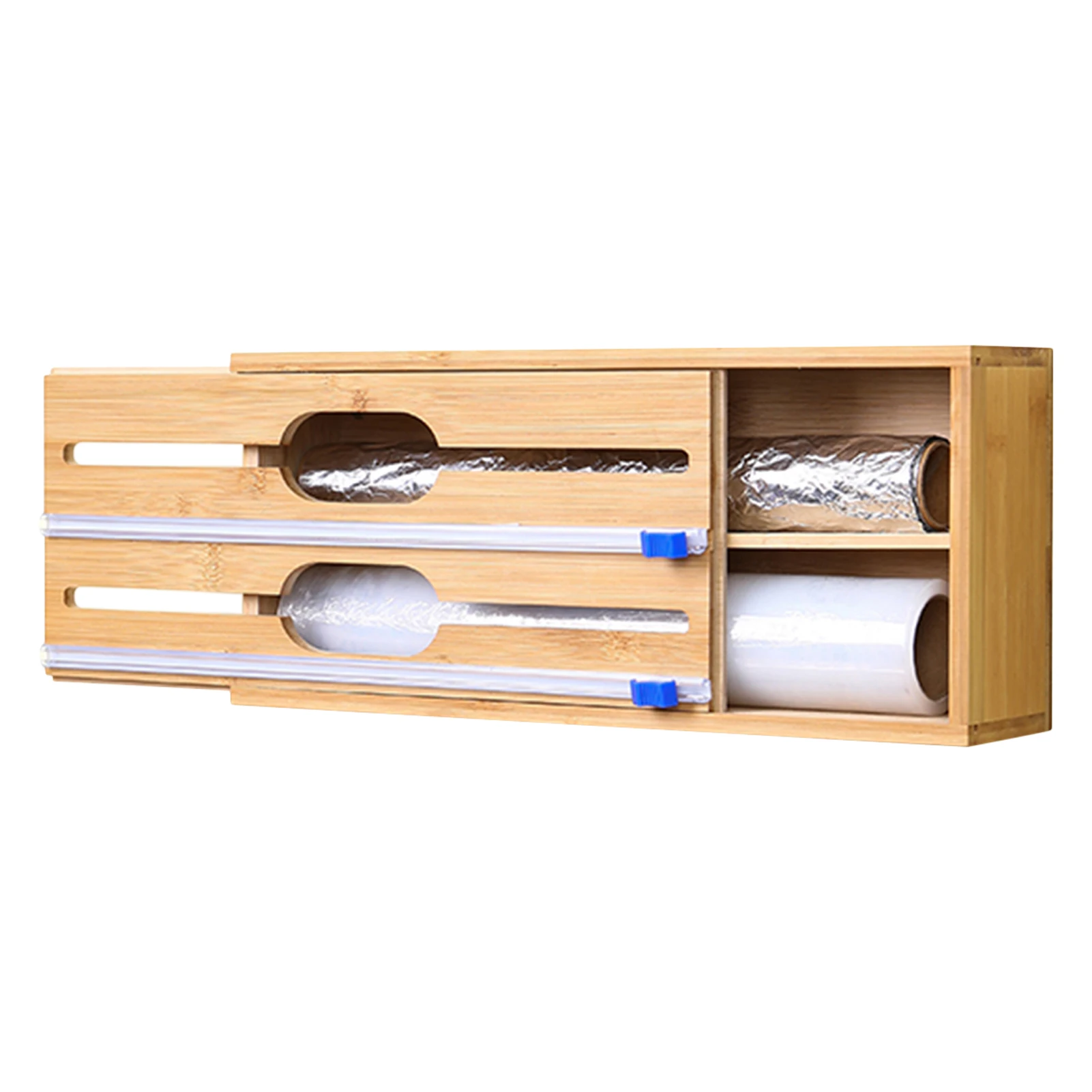Bamboo Cling Film Dispensers Wrap Storage Holders Tinfoil Organizers For Kitchen Bi-directional Sliding Cut For Parchment Wax
Bamboo Cling Film Dispensers Wrap Storage Holders Tinfoil Organizers For Kitchen Bi-directional Sliding Cut For Parchment Wax