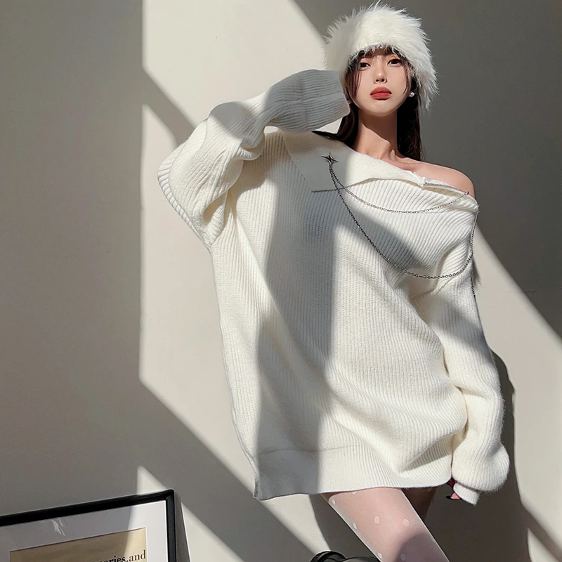 2022 Winter for Women Korean Style Retro Warm Soft Cashmere Strapless Zipper Sweater Long-sleeved Loose Sweater Pullover Tops
2022 Winter for Women Korean Style Retro Warm Soft Cashmere Strapless Zipper Sweater Long-sleeved Loose Sweater Pullover Tops