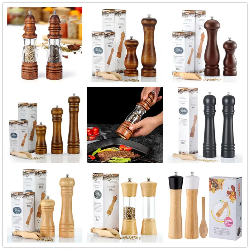 5" 6" 8" 10" Salt and Pepper Grinder, Solid Wood Spice Pepper Mill with Strong Adjustable Ceramic Grinder Kitchen Cooking Tools 
5" 6" 8" 10" Salt and Pepper Grinder, Solid Wood Spice Pepper Mill with Strong Adjustable Ceramic Grinder Kitchen Cooking Tools