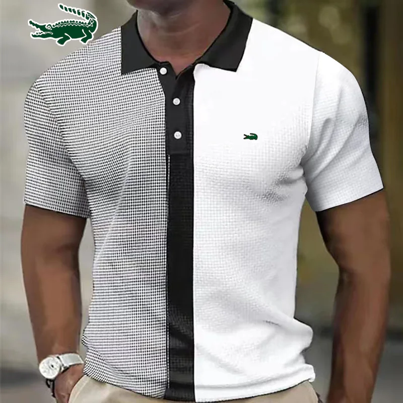 Men's Polo Shirt Fashion Stripe Stitching Casual Lapel Button Summer Men's Short Sleeve Slim Figure Breathable Routine Work Polo
Men's Polo Shirt Fashion Stripe Stitching Casual Lapel Button Summer Men's Short Sleeve Slim Figure Breathable Routine Work Polo