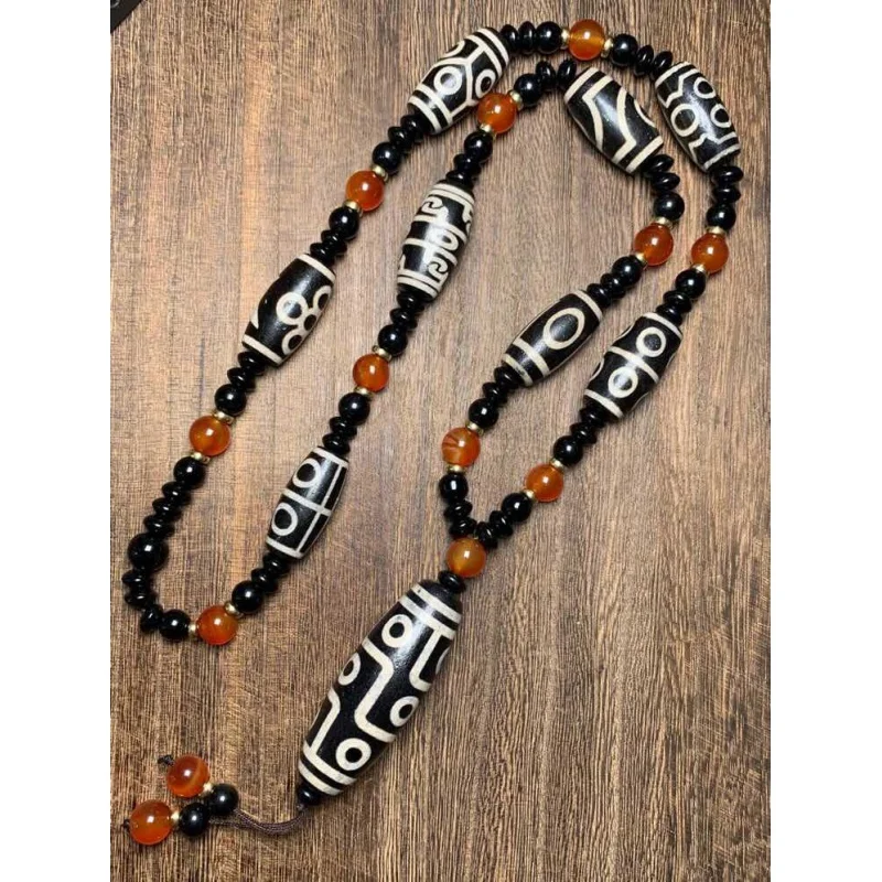 

Wholesale Tibetan Old Agate One Glance ---- Nine Eyes High Oil Coated Pulp Tibet Beads Barrel Beads Necklace DIY Ornament
