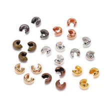 50-100pcs/lot Copper Round Covers Crimp End Beads Dia 3 4 5 mm Stopper Spacer Beads For DIY Jewelry Making Findings Supplies