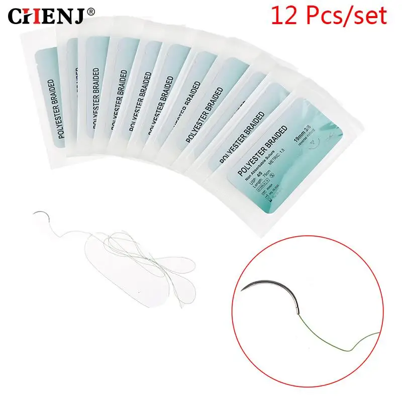 12 Pcs Polyester Braided Medical Needle Suture Monofilament Thread Practice Kit 2/0,3/0,4/0
12 Pcs Polyester Braided Medical Needle Suture Monofilament Thread Practice Kit 2/0,3/0,4/0