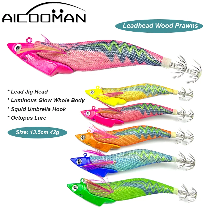 AICOOMAN Fishing Squid Lure Octopus Bait Wobblers Sinking Luminous Wood Shrimp Lures Metal Jig Head Sea Fishing Artificial Bait
AICOOMAN Fishing Squid Lure Octopus Bait Wobblers Sinking Luminous Wood Shrimp Lures Metal Jig Head Sea Fishing Artificial Bait