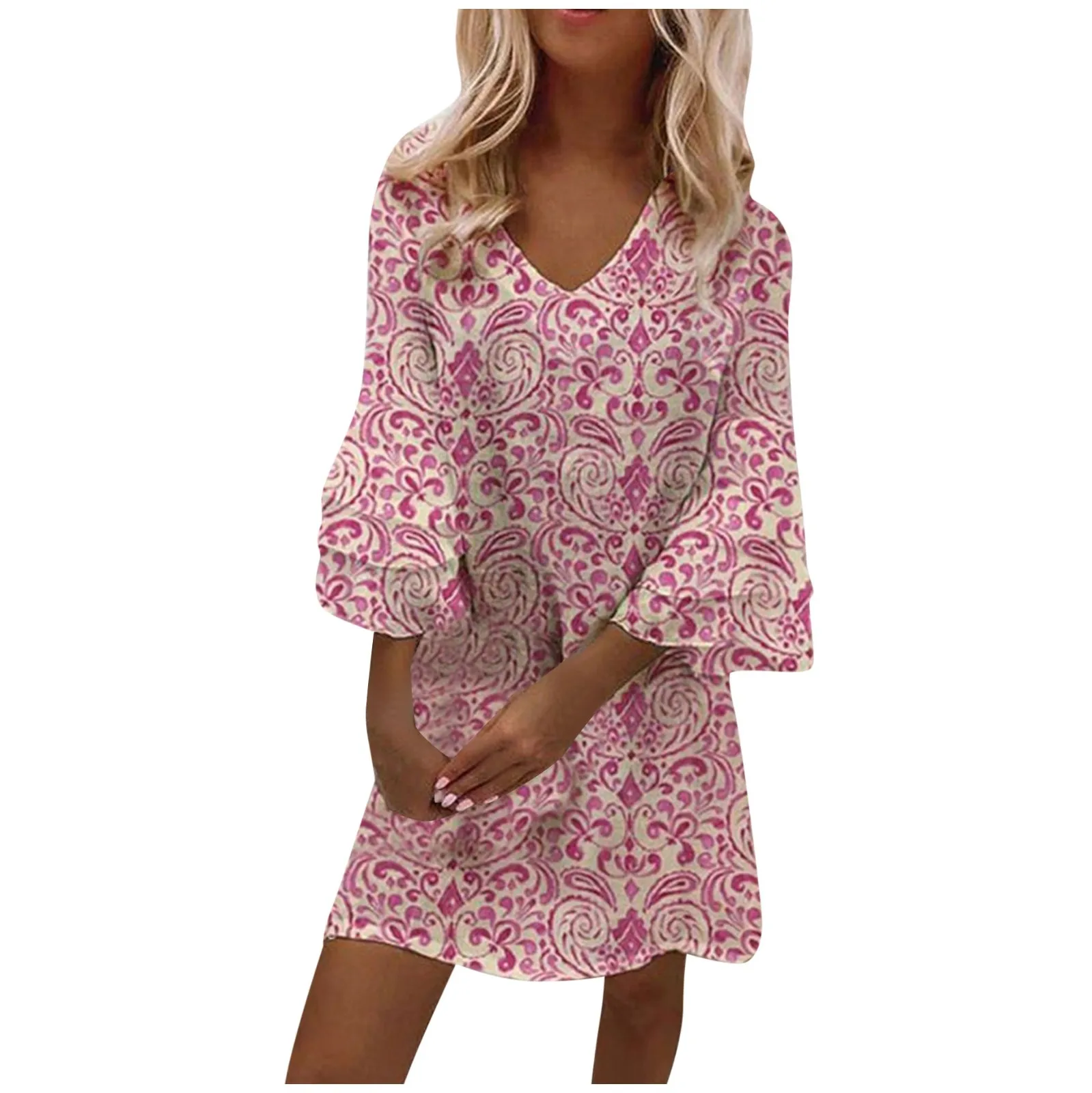 Women Floral Print Dress Oversize Elegant Pleated Long Sleeve Casual Dresses Female V Neck Loose Bohemian Beach Holiday Dresses 
Women Floral Print Dress Oversize Elegant Pleated Long Sleeve Casual Dresses Female V Neck Loose Bohemian Beach Holiday Dresses