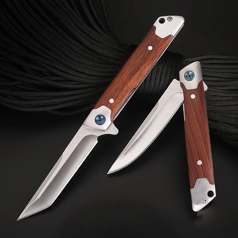 Red sandalwood handle creative outdoor folding stainless steel fruit knife portable pocket knife camping self-defense tool
Red sandalwood handle creative outdoor folding stainless steel fruit knife portable pocket knife camping self-defense tool