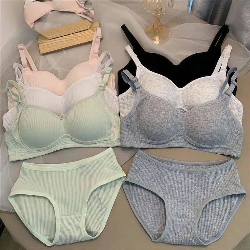 Summer Underwear Set Wireless Push Lingerie Solid Cotton Women's Thin Sport Bra Seamless Back Closure Bra Suit
Summer Underwear Set Wireless Push Lingerie Solid Cotton Women's Thin Sport Bra Seamless Back Closure Bra Suit