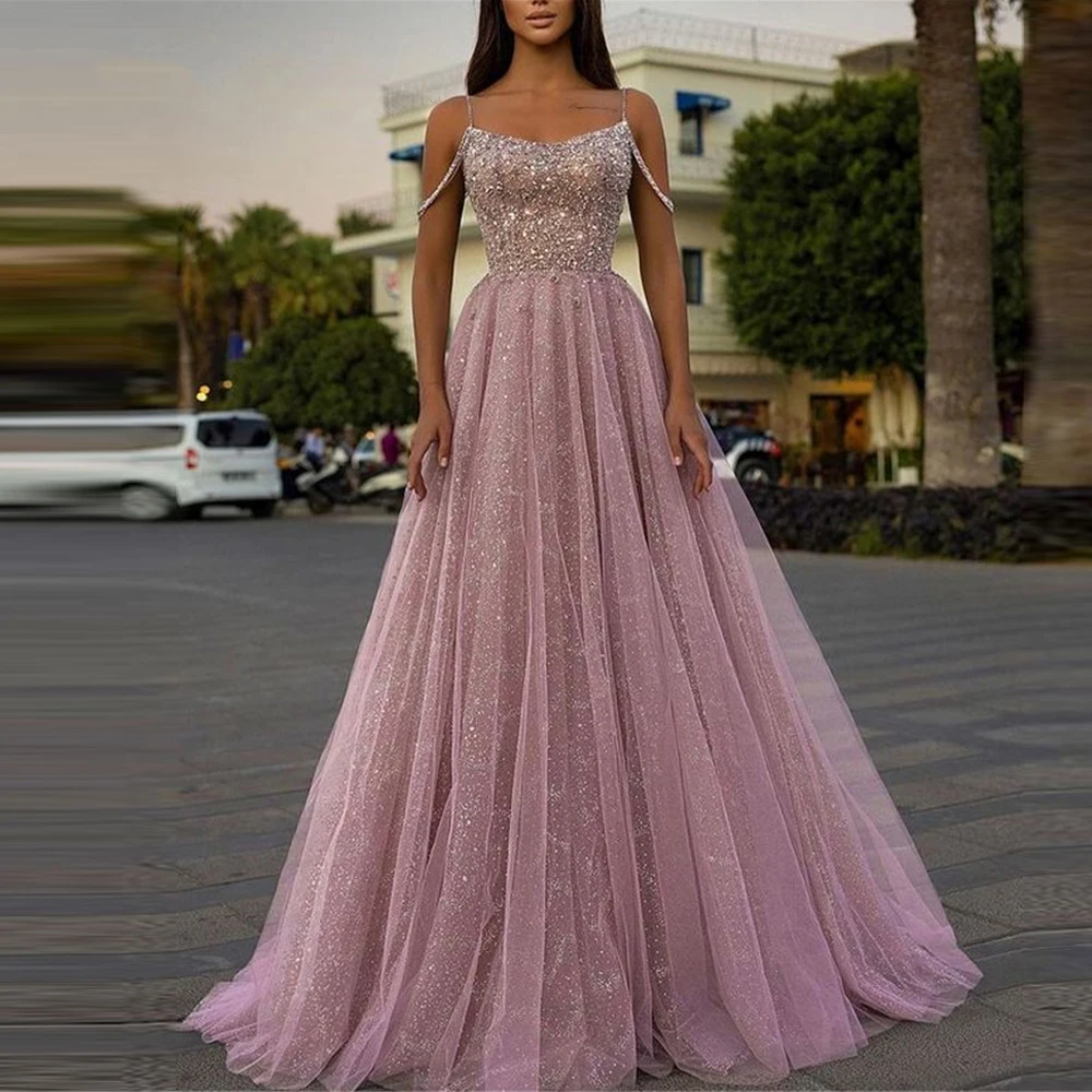2023 New Ladies Sequin Beaded Sleeveless Spaghetti Strap Prom Dress Pink Tulle Long Floor Length Dress Party Dress
2023 New Ladies Sequin Beaded Sleeveless Spaghetti Strap Prom Dress Pink Tulle Long Floor Length Dress Party Dress