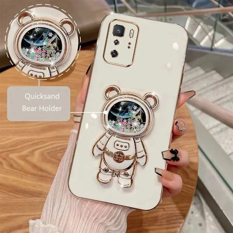 Phone Case for Xiaomi Poco X3 GT Luxury Plating Quicksand Cartoon Bear Fold Stand Phone Case Cover 
Phone Case for Xiaomi Poco X3 GT Luxury Plating Quicksand Cartoon Bear Fold Stand Phone Case Cover