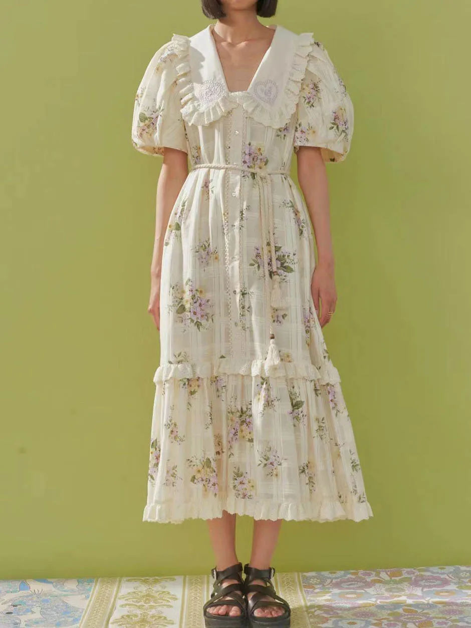 High Quality Lady Short Sleeve Peter Pan Collar Elegant Flower Print Holiday Dress
High Quality Lady Short Sleeve Peter Pan Collar Elegant Flower Print Holiday Dress