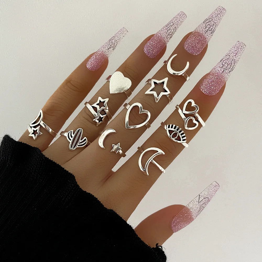 Fashion Heart Moon Star Eye Ring Set for Women Silver Color Cactus Butterfly Flower Cross Wave Pearl Crystal Finger Girl Gift
Fashion Heart Moon Star Eye Ring Set for Women Silver Color Cactus Butterfly Flower Cross Wave Pearl Crystal Finger Girl Gift