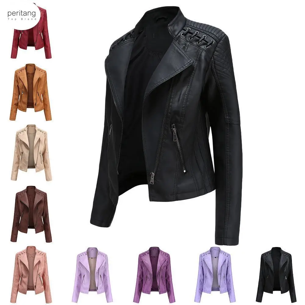 New 2023 Turn-down Collar PU faux Leather Jackets Women Luxury Jacket Black Pink Red Biker Coat
New 2023 Turn-down Collar PU faux Leather Jackets Women Luxury Jacket Black Pink Red Biker Coat