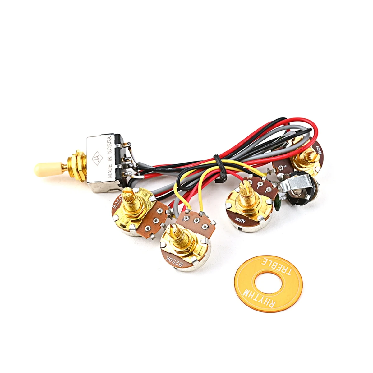 Electric Guitar Wiring Harness Kit Replacement, 2T2V 3 Way Toggle Switch 250K Pots & for Les Pual Style Guitar
Electric Guitar Wiring Harness Kit Replacement, 2T2V 3 Way Toggle Switch 250K Pots & for Les Pual Style Guitar