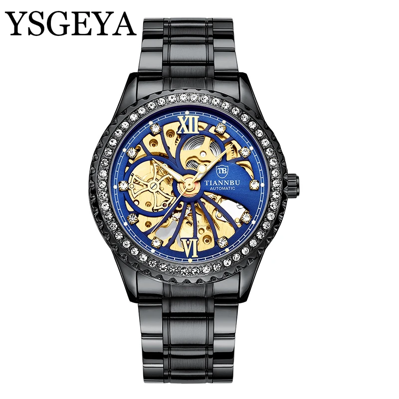 YSGEYA Fashion Business Watch for Men Diamond Encrusted Automatic Mechanical Men's Watch Luminous Waterproof Hollow 
YSGEYA Fashion Business Watch for Men Diamond Encrusted Automatic Mechanical Men's Watch Luminous Waterproof Hollow
