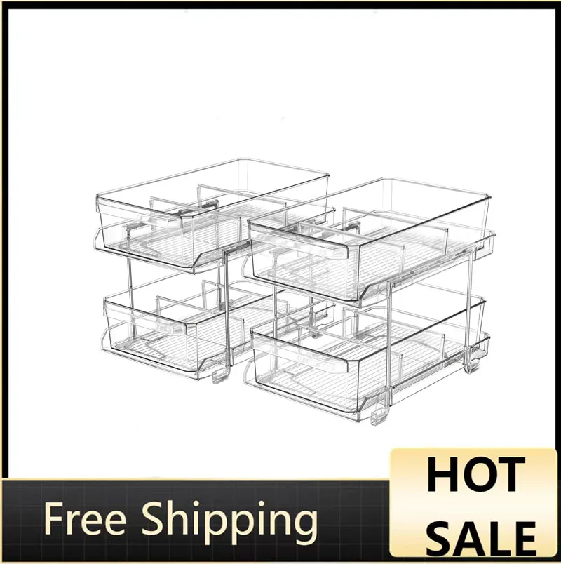 2 Set, 2 Tier Clear Organizer with Dividers for Cabinet / Counter, MultiUse Slide-Out Storage Container - Kitchen, Pantry,
2 Set, 2 Tier Clear Organizer with Dividers for Cabinet / Counter, MultiUse Slide-Out Storage Container - Kitchen, Pantry,
