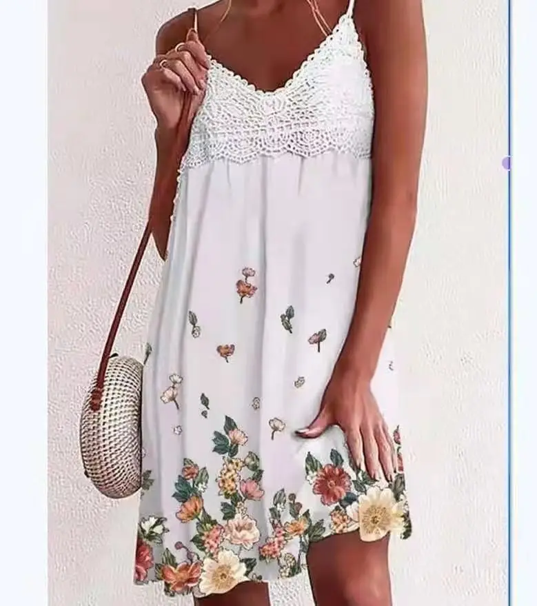 2023 Summer Women's Slip Dress Lace V-neck Print Sleeveless White Dresses Female Sexy Elegant Fashion Casual Beach Clothes Lady
2023 Summer Women's Slip Dress Lace V-neck Print Sleeveless White Dresses Female Sexy Elegant Fashion Casual Beach Clothes Lady