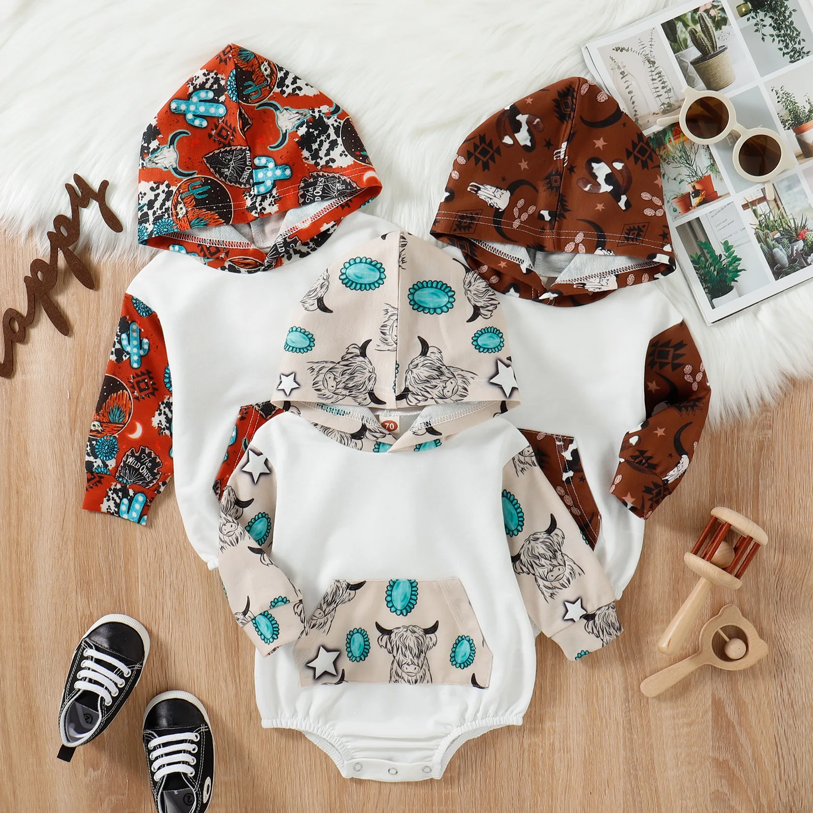 Autumn Toddler Newborn Baby Boys Girls Bodysuits Clothes Cow Cactus Print Patchwork Long Sleeve Hooded Sweatshirts Jumpsuits
Autumn Toddler Newborn Baby Boys Girls Bodysuits Clothes Cow Cactus Print Patchwork Long Sleeve Hooded Sweatshirts Jumpsuits