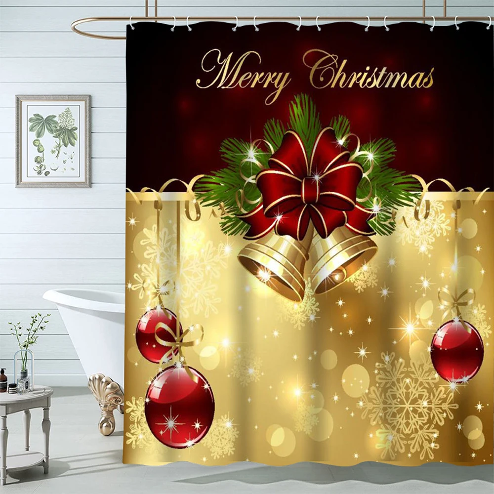 Red Bow Bell Shower Curtain White Snowman Xmas Balls Green Pine Branches Bathroom Bath Curtains Waterproof Fabric with Hooks 
Red Bow Bell Shower Curtain White Snowman Xmas Balls Green Pine Branches Bathroom Bath Curtains Waterproof Fabric with Hooks