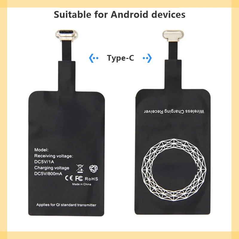 Qi Wireless Charging Receiver For Samsung Universal Micro USB Type C Fast Wireless Charger Adapter
Qi Wireless Charging Receiver For Samsung Universal Micro USB Type C Fast Wireless Charger Adapter