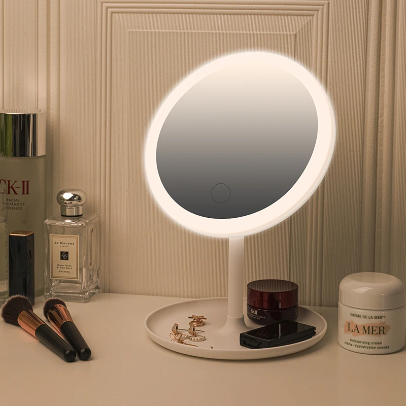 New LED Makeup Mirror Three Color Light Adjustable Touch Dimmer USB Charging Ladies Makeup Light Storage Round Shape Spin Mirror
New LED Makeup Mirror Three Color Light Adjustable Touch Dimmer USB Charging Ladies Makeup Light Storage Round Shape Spin Mirror