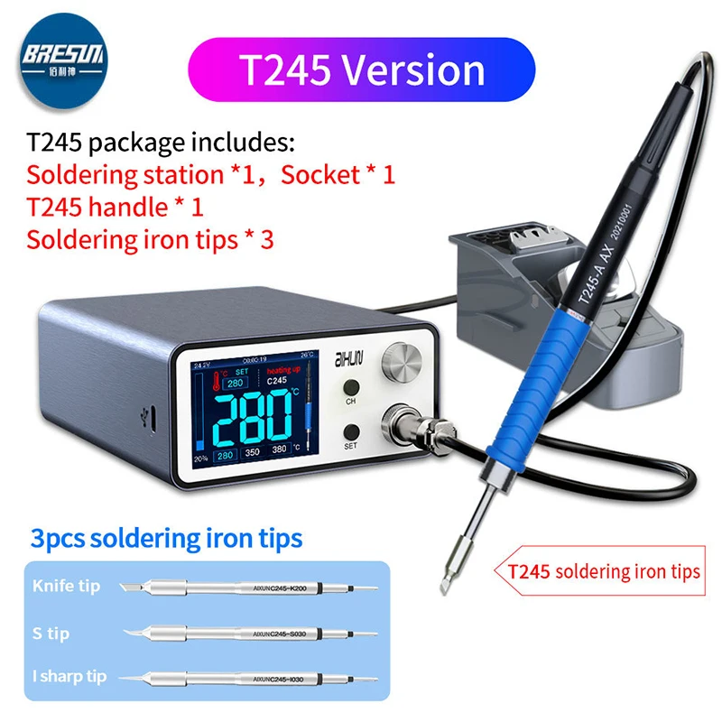 AIXUN 200W T3A Intelligent Soldering Station Support T12/T245/936 Handle Soldering Electric Welding Iron Tips For SMD BGA Repair
AIXUN 200W T3A Intelligent Soldering Station Support T12/T245/936 Handle Soldering Electric Welding Iron Tips For SMD BGA Repair