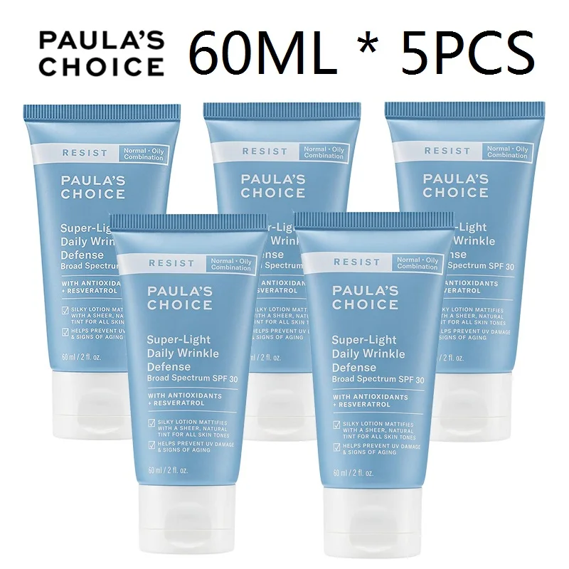 

5PCS Paula's Choice RESIST Super-Light Daily Wrinkle Defense SPF 30 Matte Tinted Face Moisturizer UVA Protection Sunscreen 60ml