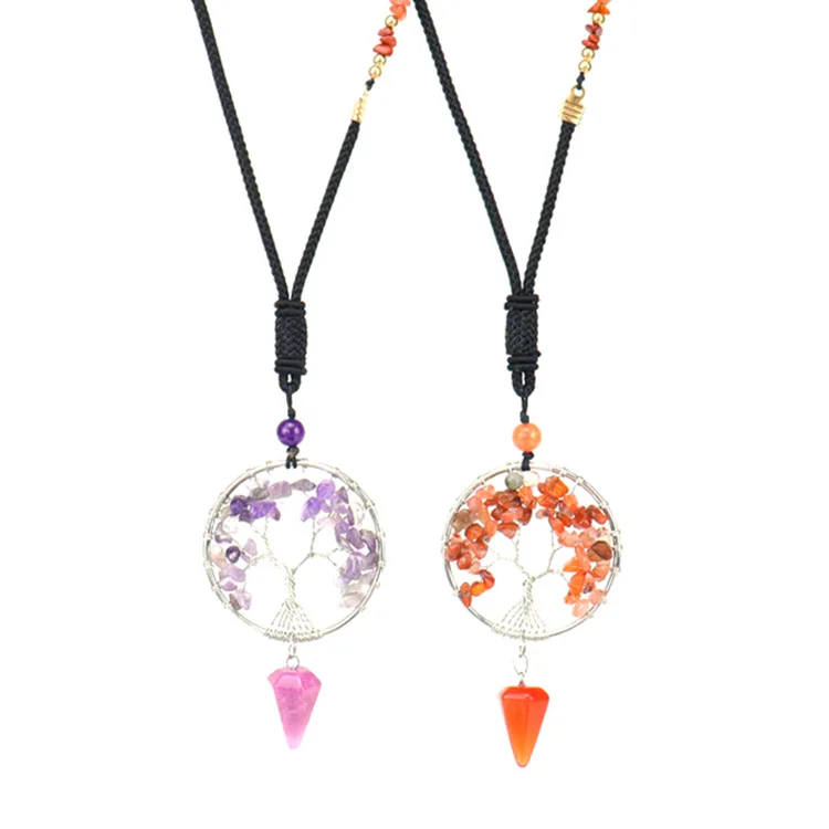 Reiki healing Natural Crystal Gravel Handmade Tree of Life Fortune Tree Necklace silver for lovers healthy cone pendant Choker
Reiki healing Natural Crystal Gravel Handmade Tree of Life Fortune Tree Necklace silver for lovers healthy cone pendant Choker