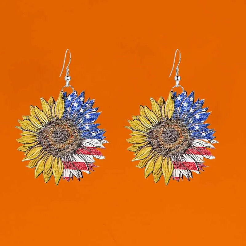 New American Independence Day Earrings Wooden Flag Sunflower Sunflower Ear Rings Gift Wholesale
New American Independence Day Earrings Wooden Flag Sunflower Sunflower Ear Rings Gift Wholesale