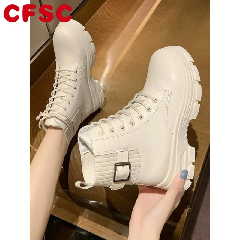 New Women White Ankle Boot PU Leather Thick Sole Lace Up Combat Booties Female Autumn Winter Platform Shoes Rubber Cowboy Boots
New Women White Ankle Boot PU Leather Thick Sole Lace Up Combat Booties Female Autumn Winter Platform Shoes Rubber Cowboy Boots