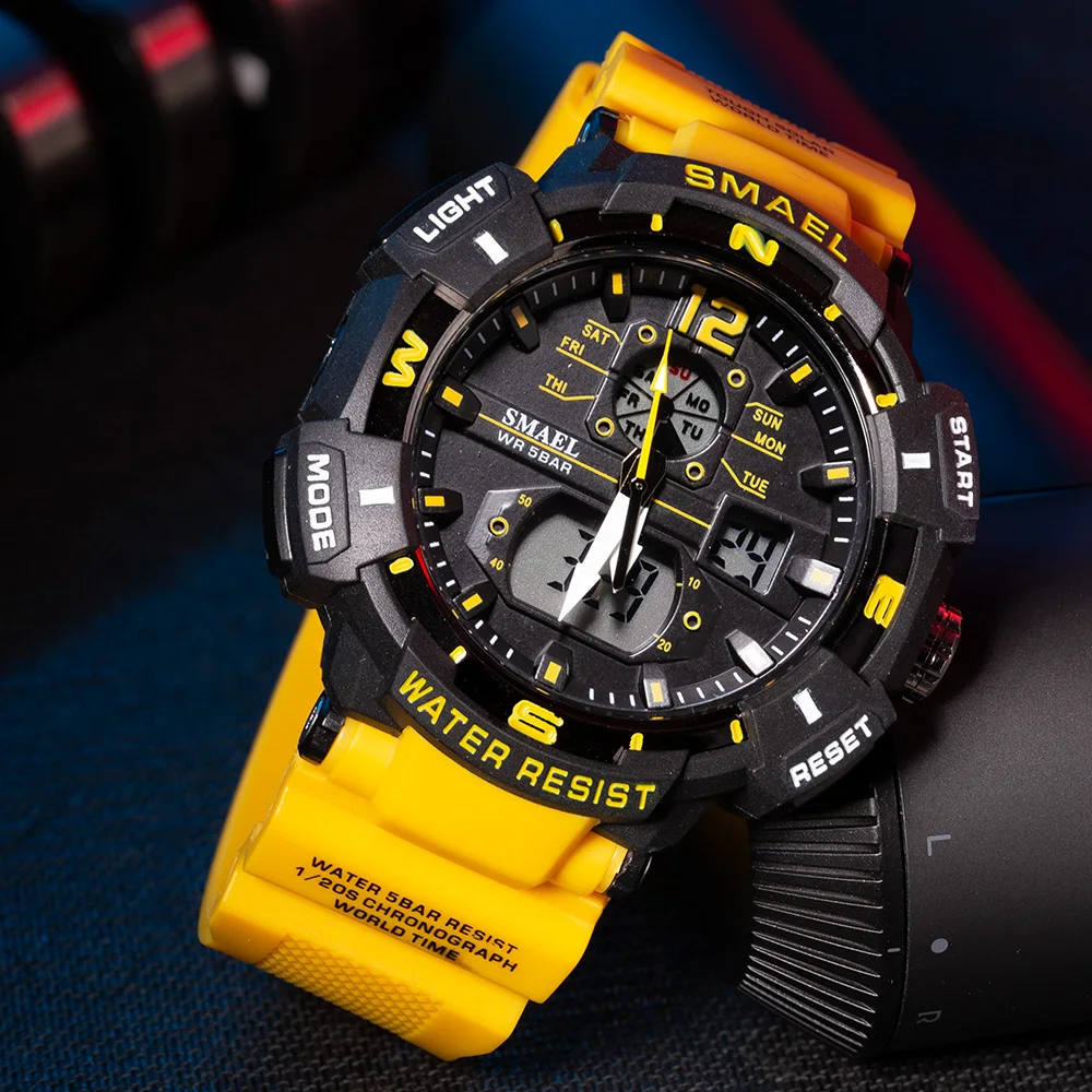 SMAEL Top Luxury Brand Men's Watch Outdoor Sports Waterproof Watches Dual Time Display Quartz Wristwatches Rubber Digital Clock 
SMAEL Top Luxury Brand Men's Watch Outdoor Sports Waterproof Watches Dual Time Display Quartz Wristwatches Rubber Digital Clock