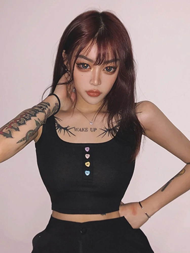 Summer Women U Neck Sleeveles Y2K Thread Colorful Buttons Purple Black Pink White Tank Crop Top Tee Shirt Femme
Summer Women U Neck Sleeveles Y2K Thread Colorful Buttons Purple Black Pink White Tank Crop Top Tee Shirt Femme