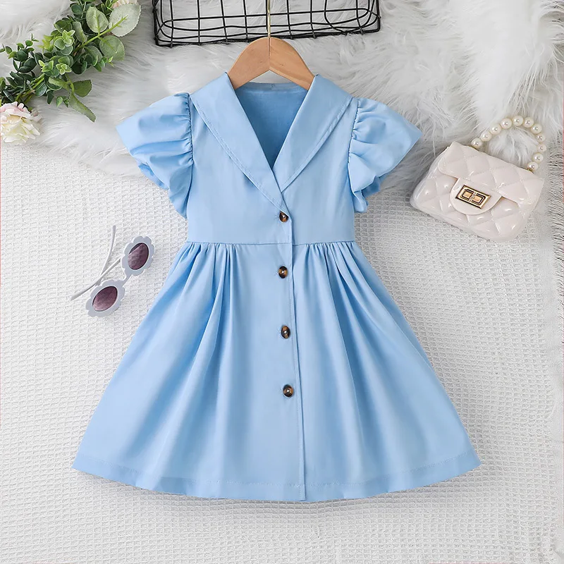 Summer 2022 New Arrivals Girls Short Sleeve Single Breasted Ruffles Blue Roupa Infantil Menina Cute Party Dress Custume 4-7T
Summer 2022 New Arrivals Girls Short Sleeve Single Breasted Ruffles Blue Roupa Infantil Menina Cute Party Dress Custume 4-7T