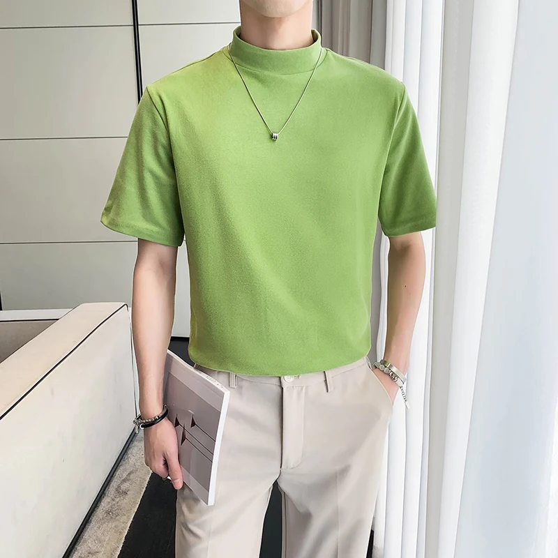 2022 Summer Short Sleeve Solid Color T-shirt Men Half Turtleneck Sports Casual Loose Tees Tops Men Lycra Cotton Tees Streetwear
2022 Summer Short Sleeve Solid Color T-shirt Men Half Turtleneck Sports Casual Loose Tees Tops Men Lycra Cotton Tees Streetwear