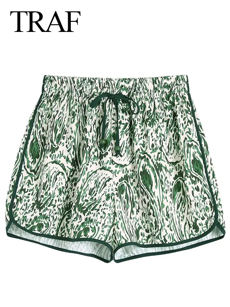 TRAF 2022 Summer Women's Print Sports Shorts Loose Casual Elastic High Waist Drawstrings Bead Hemming Pants Comfortable Ladies
TRAF 2022 Summer Women's Print Sports Shorts Loose Casual Elastic High Waist Drawstrings Bead Hemming Pants Comfortable Ladies