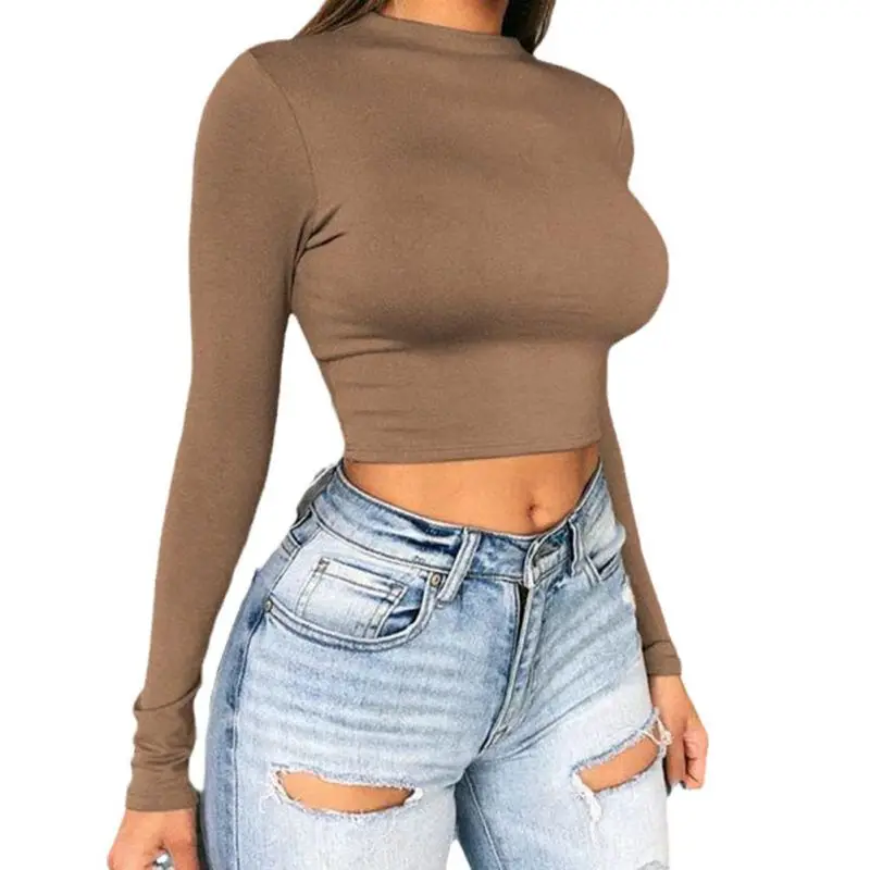 Women's T-shirt Long Sleeve round Neck Slim Fit Solid Color Shirt Spring Basic Cropped Top
Women's T-shirt Long Sleeve round Neck Slim Fit Solid Color Shirt Spring Basic Cropped Top