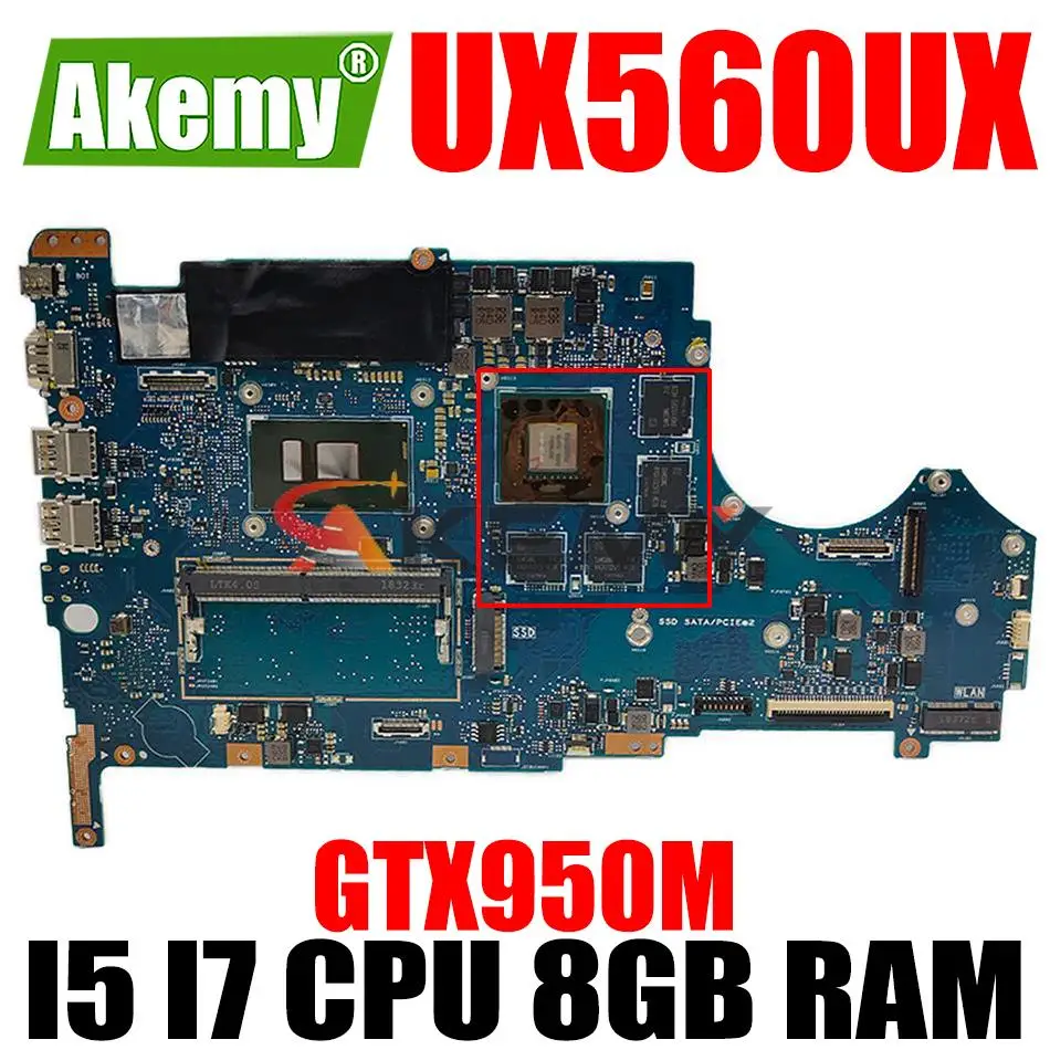 UX560UX original Mainboard I5 I7 CPU 8GB RAM GTX950M GPU for ASUS UX560U UX560UQK UX560UQ Q534U Q534UX Q534UQ Laptop Motherboard
UX560UX original Mainboard I5 I7 CPU 8GB RAM GTX950M GPU for ASUS UX560U UX560UQK UX560UQ Q534U Q534UX Q534UQ Laptop Motherboard