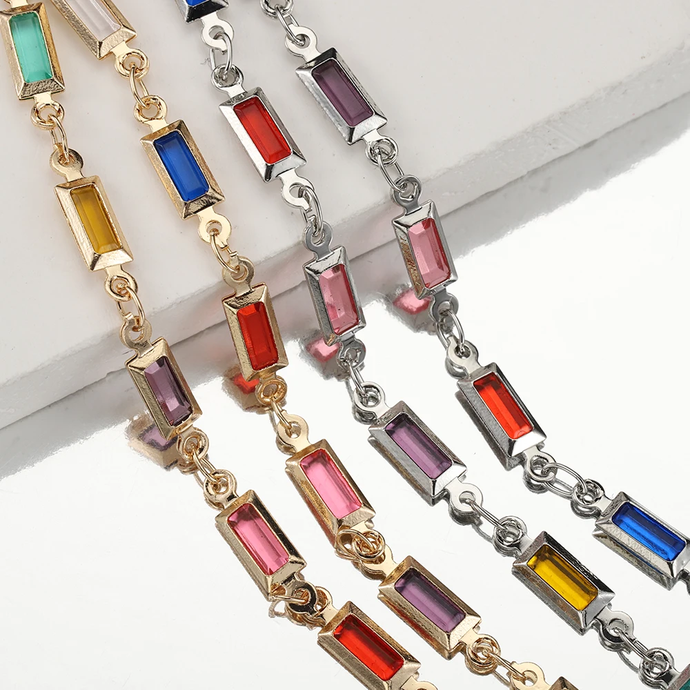 1meter Crystal Beaded Chains Rectangle Glass Bead Metal Chain for Necklace Bracelet Jewelry Making DIY Handmade Accessories
1meter Crystal Beaded Chains Rectangle Glass Bead Metal Chain for Necklace Bracelet Jewelry Making DIY Handmade Accessories
