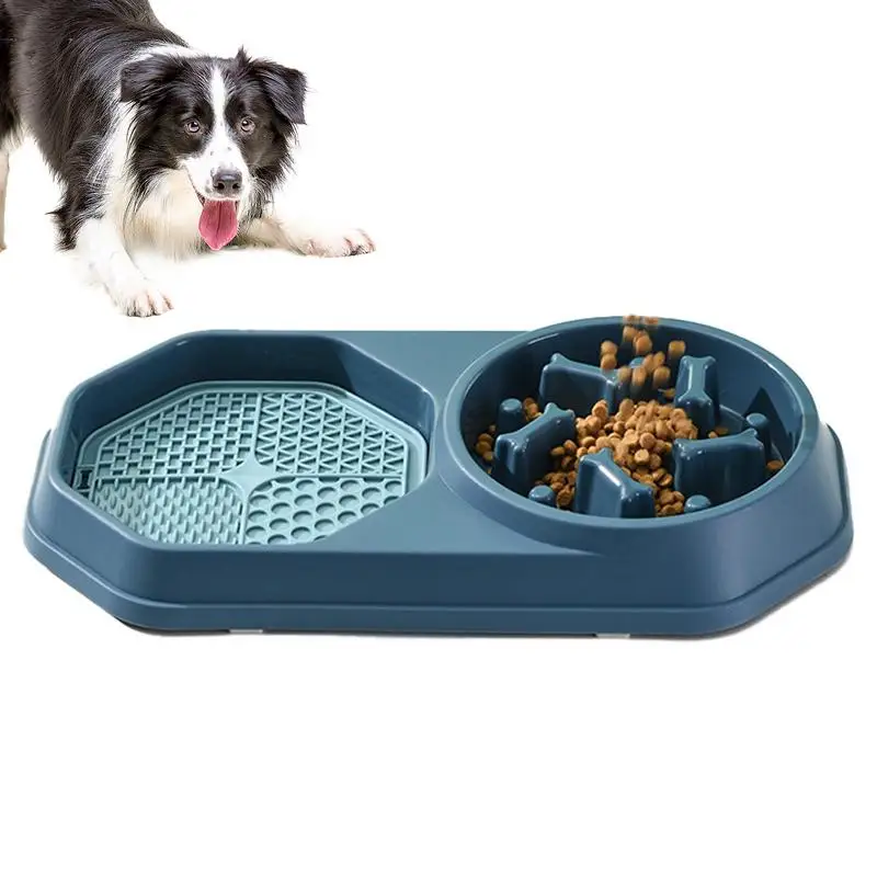 

2 In 1 Slow Feeder Dog Bowls & Lick Mat No Spill No Skid Interactive Bloat Stop Durable No Choking Healthy Design Pet Food