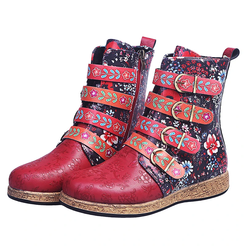 New Women Boots Retro Printed Metal Buckle Soft Leather Zipper Ankle Boots Ladies Shoes Women Botines Mujer
New Women Boots Retro Printed Metal Buckle Soft Leather Zipper Ankle Boots Ladies Shoes Women Botines Mujer