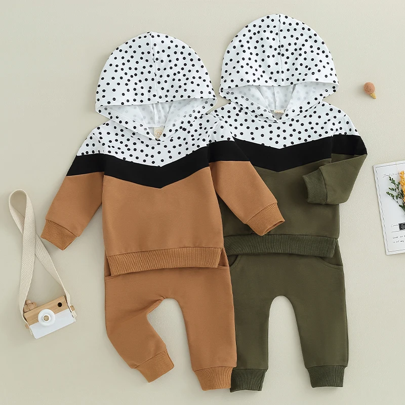 Детская одежда, осенняя хлопковая одежда для мальчиков, Классический комплект из толстовки с длинным рукавом и принтом в горошек и брюк, одежда для малышей
Детская одежда, осенняя хлопковая одежда для мальчиков, Классический комплект из толстовки с длинным рукавом и принтом в горошек и брюк, одежда для малышей