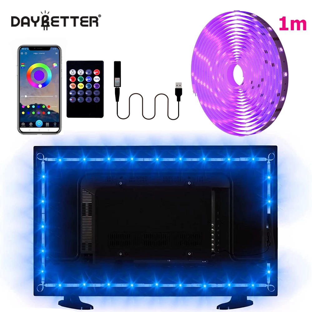 DAYBETTER LED Strip Light USB Bluetooth 5050 RGB Light SMD USB 5V Flexible LED Lamp Room decor Tape Ribbon TV Desktop Screen Bac
DAYBETTER LED Strip Light USB Bluetooth 5050 RGB Light SMD USB 5V Flexible LED Lamp Room decor Tape Ribbon TV Desktop Screen Bac