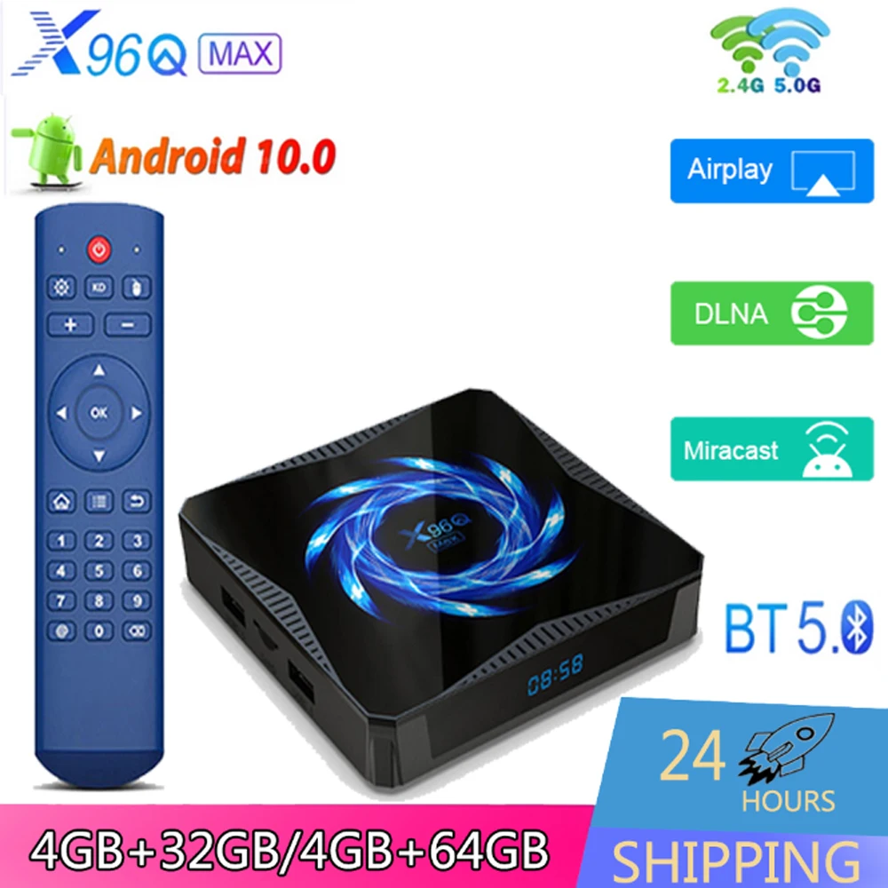 

X96Q MAX 4K HDR Smart BOX Allwinner H616 Android10.0 3D Denoise 2.4G&5G Dual WiFi 1000M BT5.0 X96QMAX Media Player