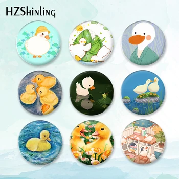 2023 New Cute Yellow Duck Badge Brooch Animal Button Pin Backpack Decoration Pins Round Jewelry Women Gift